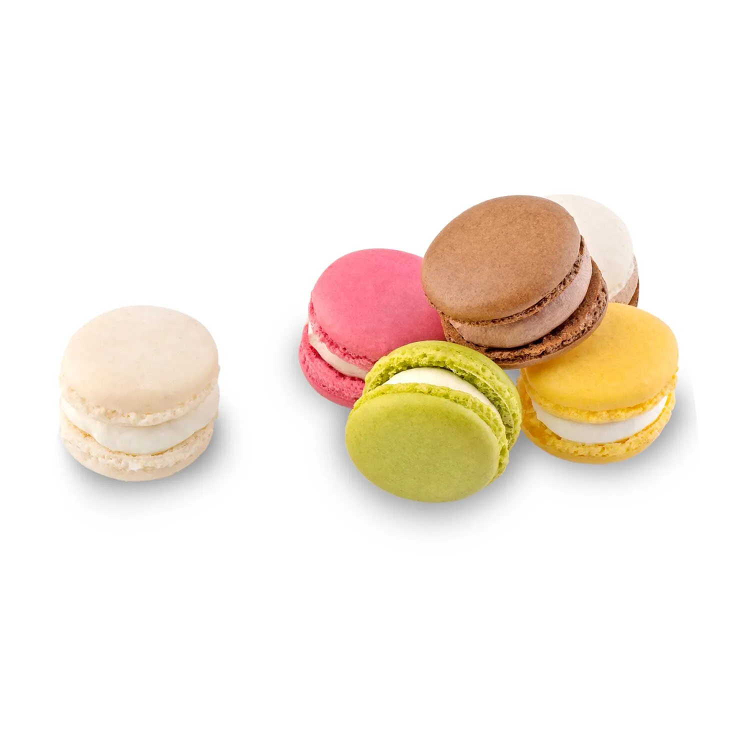 Geschenkartikel / Präsentartikel: Macaron-Stange mit Schleifen - sechs bunte Macarons (60 g), gelb – Bild 3