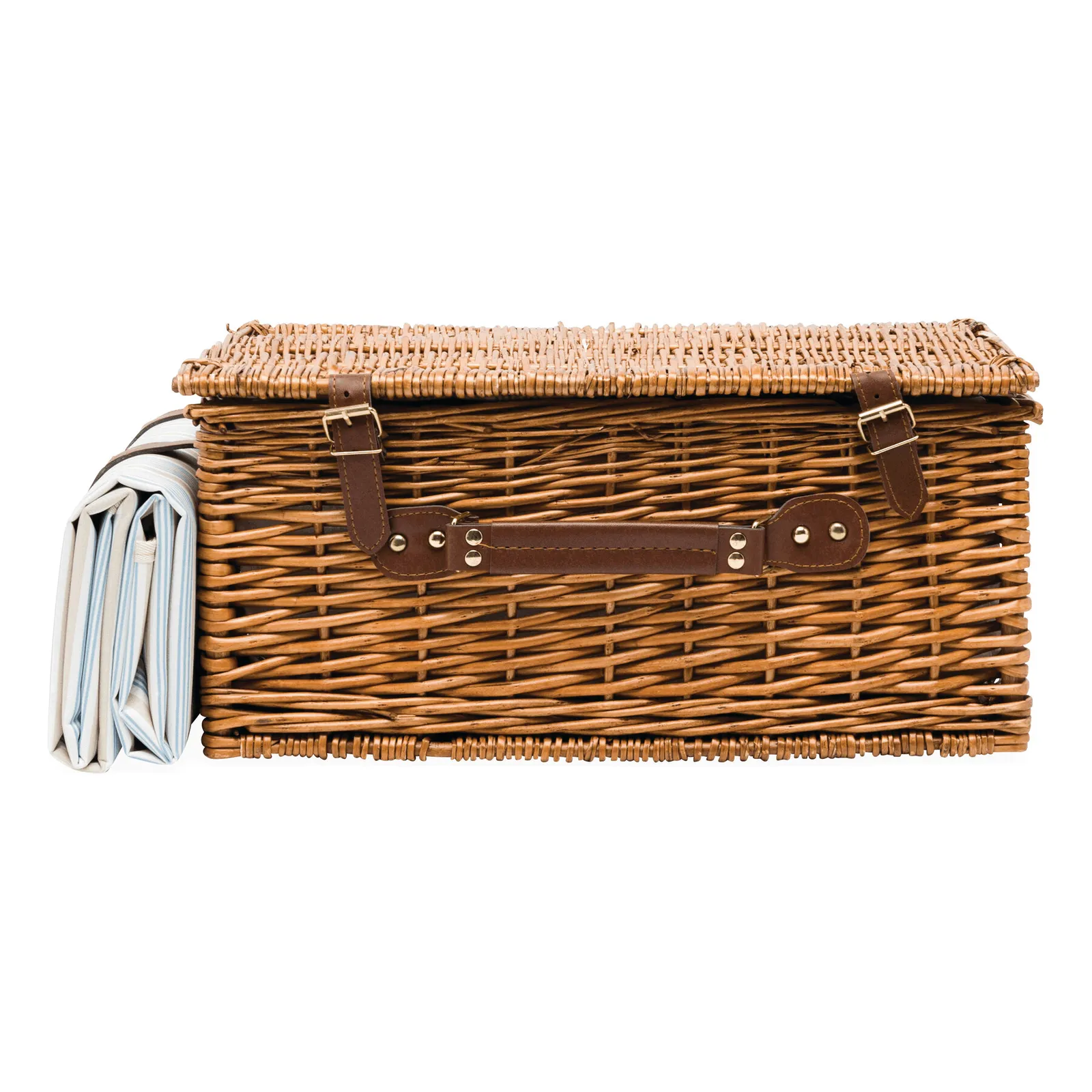 MADISON PARK - Weiden-Picknickkorb beige, blau, braun, beige, blau – Bild 2