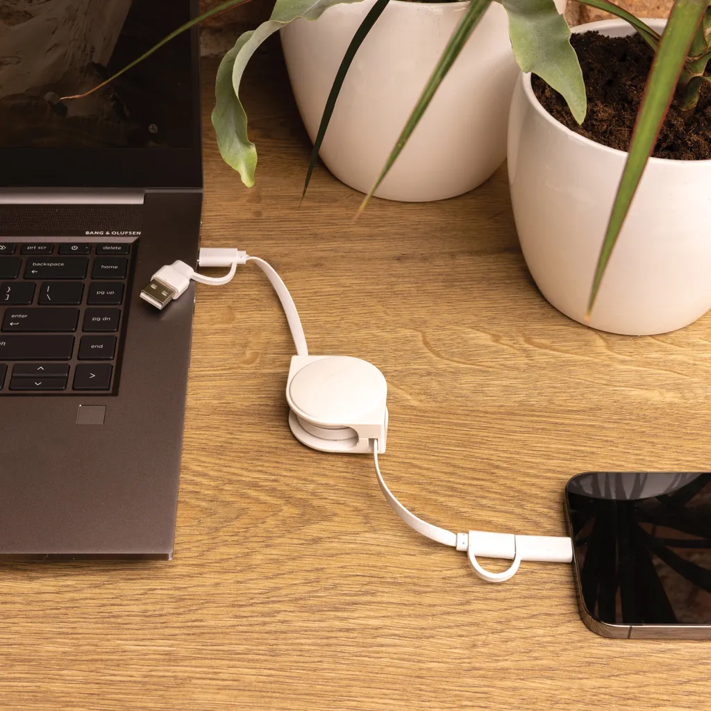 4-in-1 Kabel aus TPE und RCS Standard recyceltem Kunststoff, weiß – Bild 2