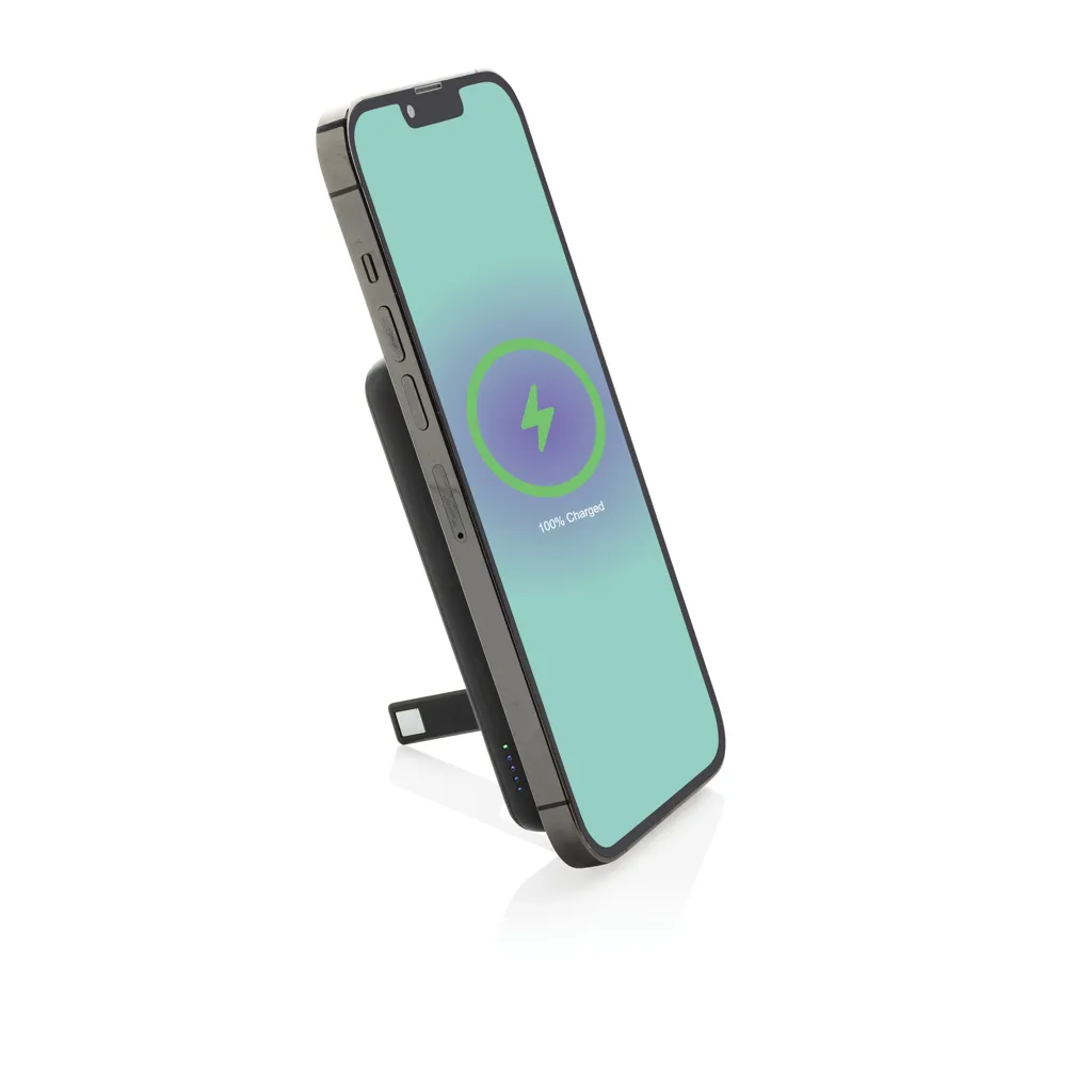 Zen 5000mAh 5W magnetische Bambus-Powerbank aus RCS rPlastik, schwarz – Bild 3