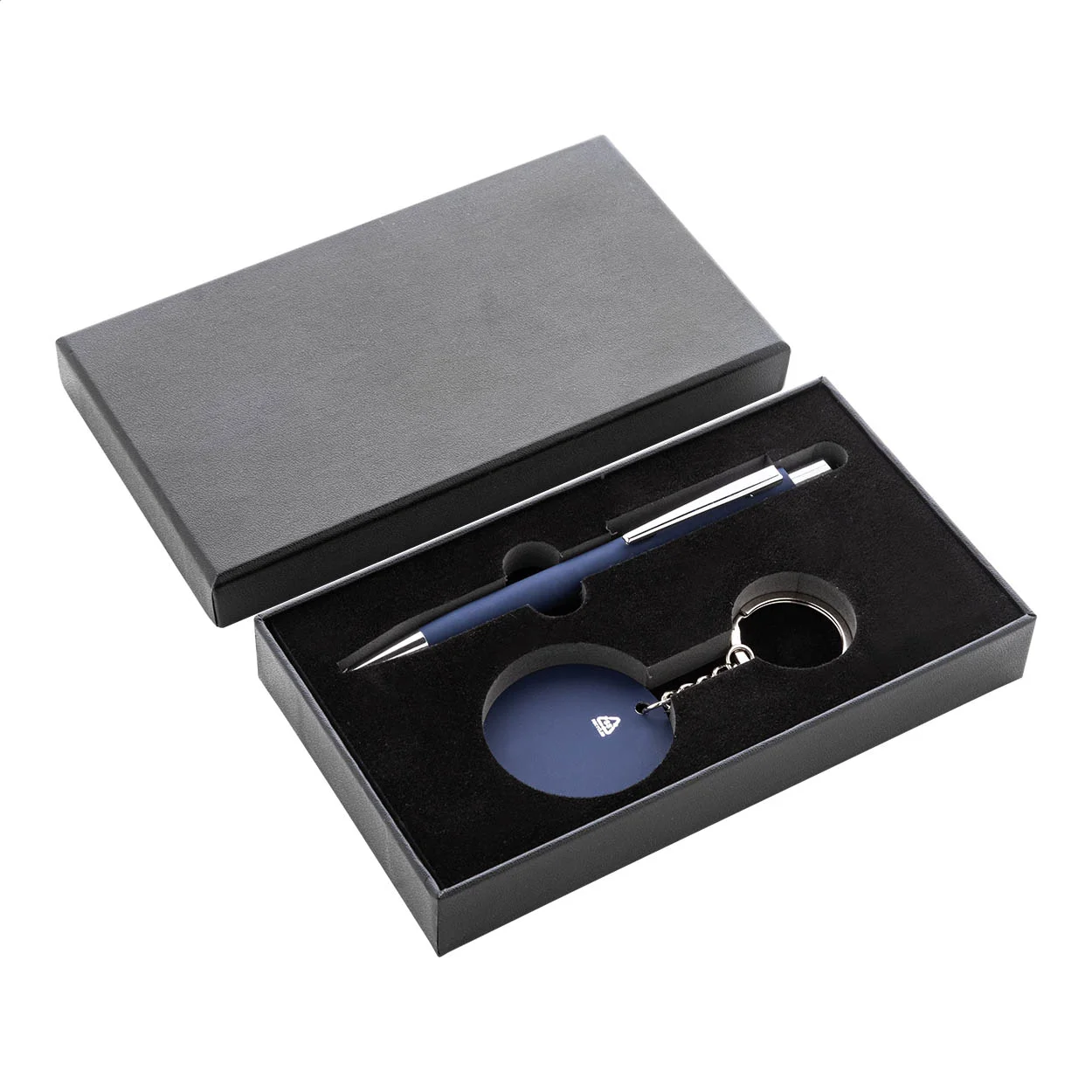 Geschenkset Kugelschreiber und Schlüsselanhänger Miroset, dunkelblau – Bild 2