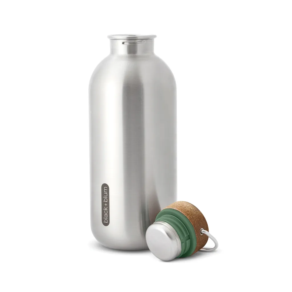 Black+Blum Stahl-Wasserflasche 600ml, Olivgrün – Bild 2