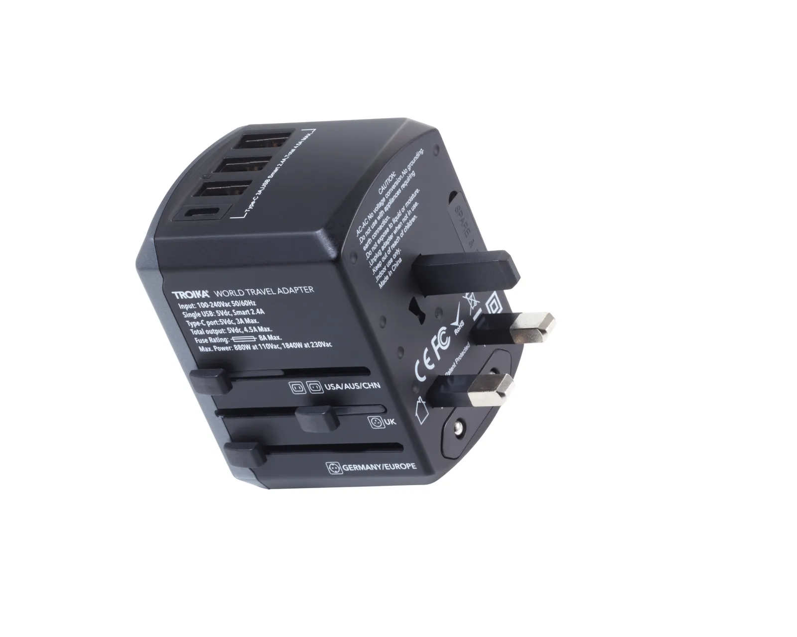 Reiseadapter-Set TROIKA WORLD TRAVEL ADAPTER, grau/schwarz – Bild 5