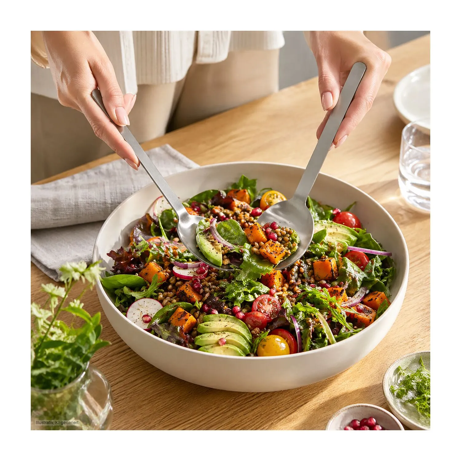 Geschenkset / Präsenteset: Salat-Duett, beige – Bild 5