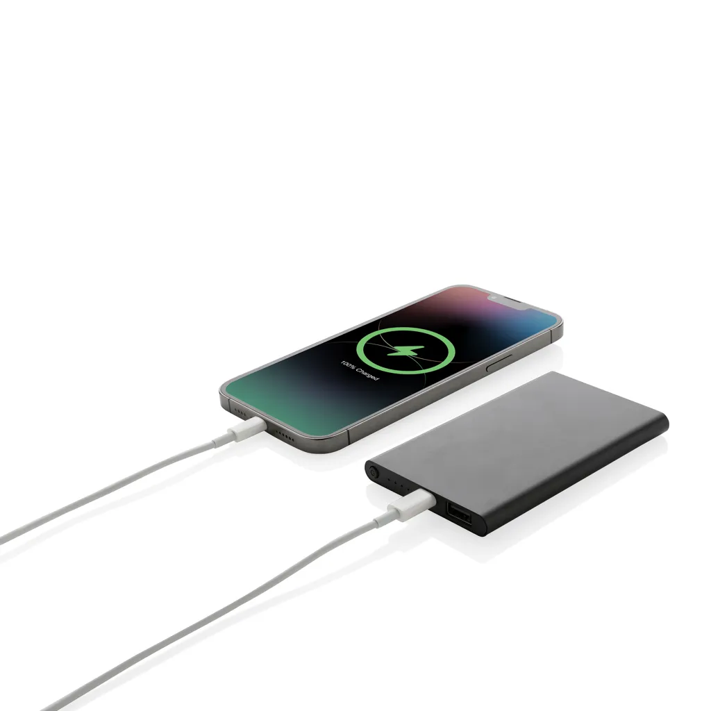 4.000mAh Type-C Powerbank aus RCS recyeltem ABS & Aluminium, schwarz – Bild 2