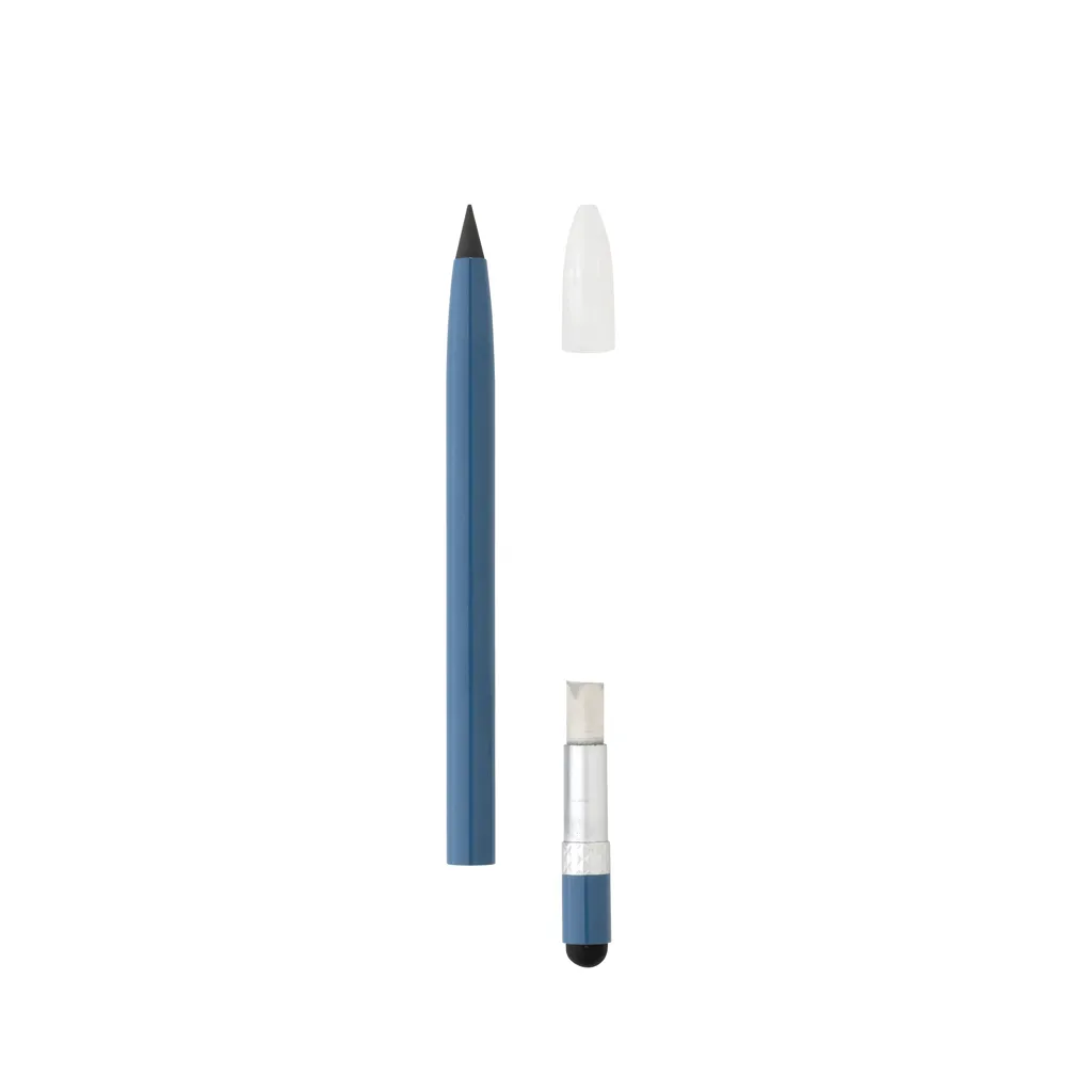 Tintenloser Stift aus Aluminium mit Radiergummi, blau – Bild 2