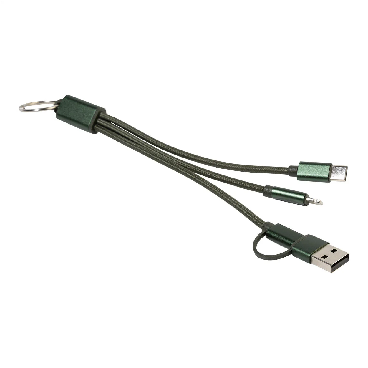 USB-Ladekabel Rafob mit Schlüsselanhänger, dunkelgrün – Bild 3