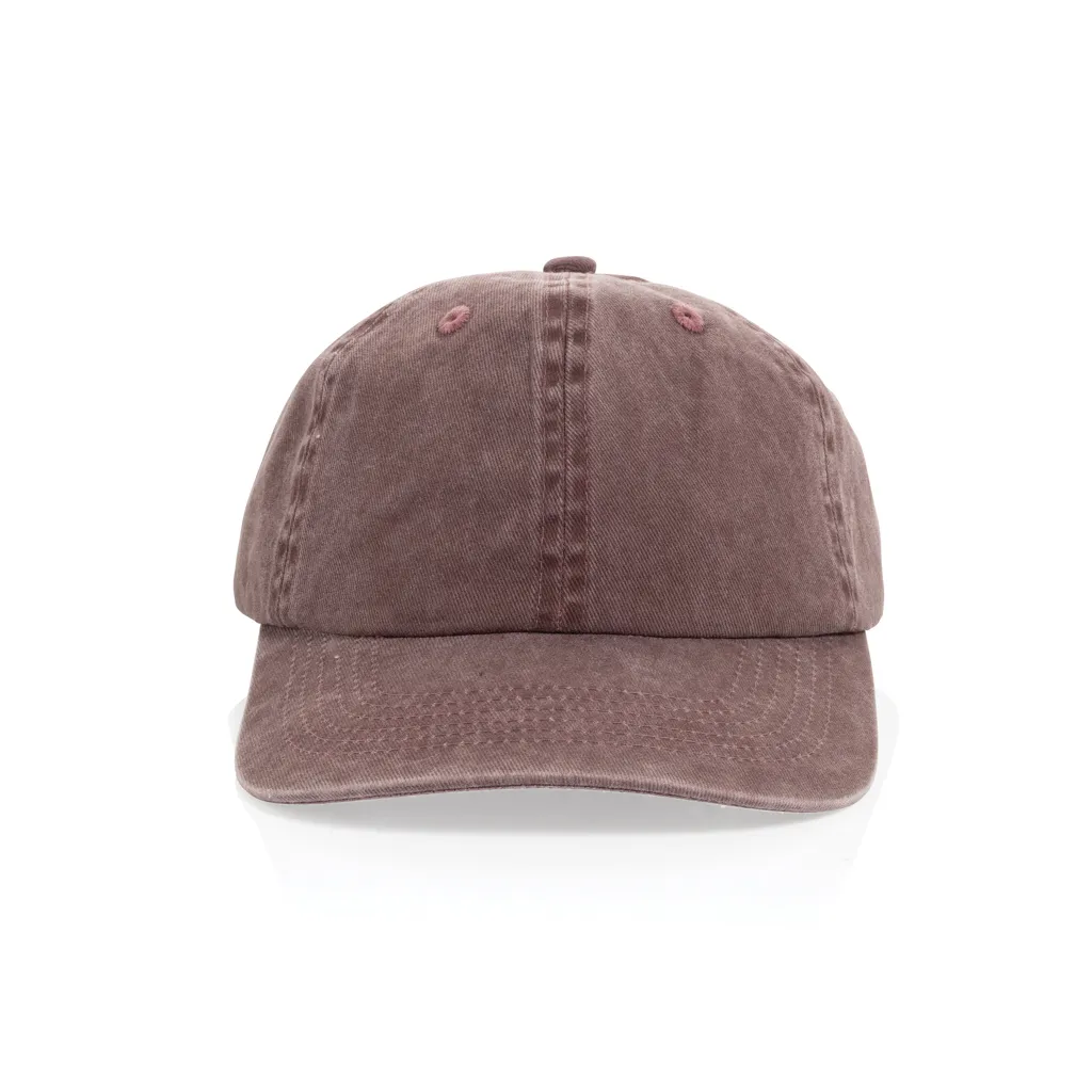 BEAU AWARE™ Washed 6-Panel Kappe aus 270gr/m² Baumwolltwill, maroon – Bild 3