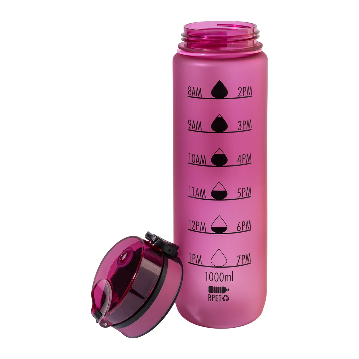 RPET Flasche mit Motivationsanzeige Sipcount, pink – Bild 3
