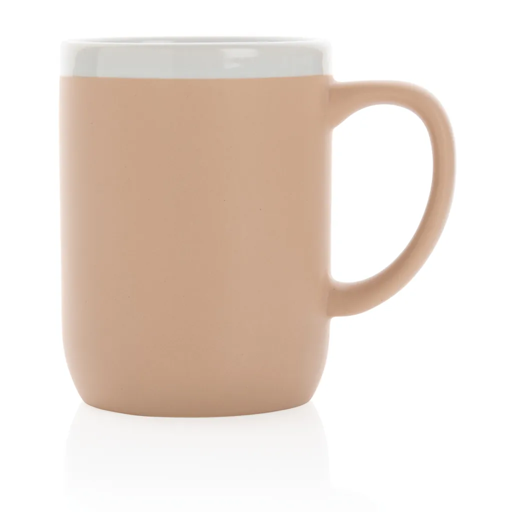 Keramiktasse mit weißem Rand, 300ml, braun – Bild 2