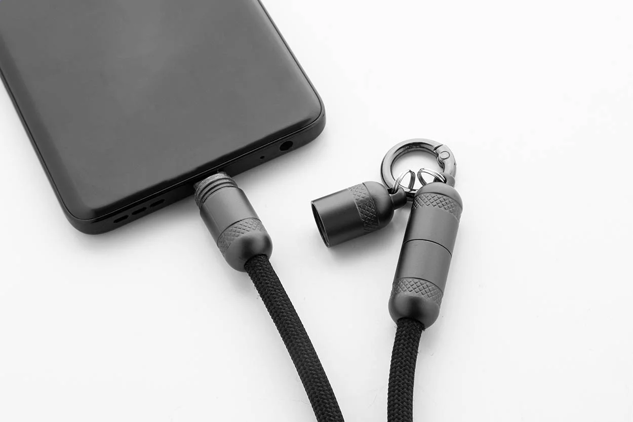 60W Handy-Lanyard-Kabel RPET Fastly, schwarz – Bild 4