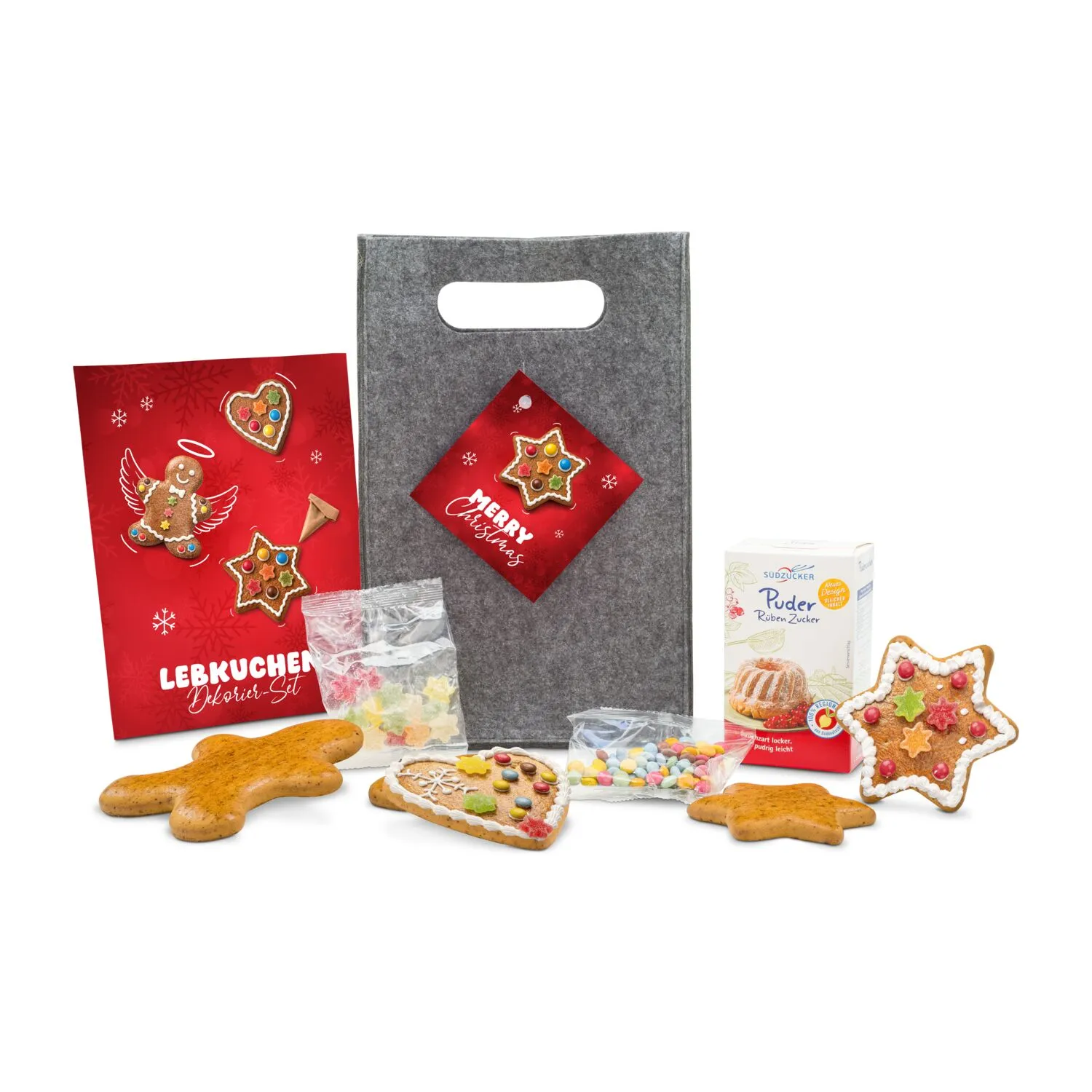 Geschenkset / Präsenteset: Kreativset Lebkuchenfiguren, Dekorier-Set mit 5 Lebkuchenteilen (480 g), rot – Bild 9