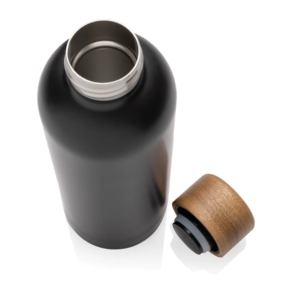 Wood Vakuumflasche aus RCS recyceltem Stainless-Steel, schwarz – Bild 3
