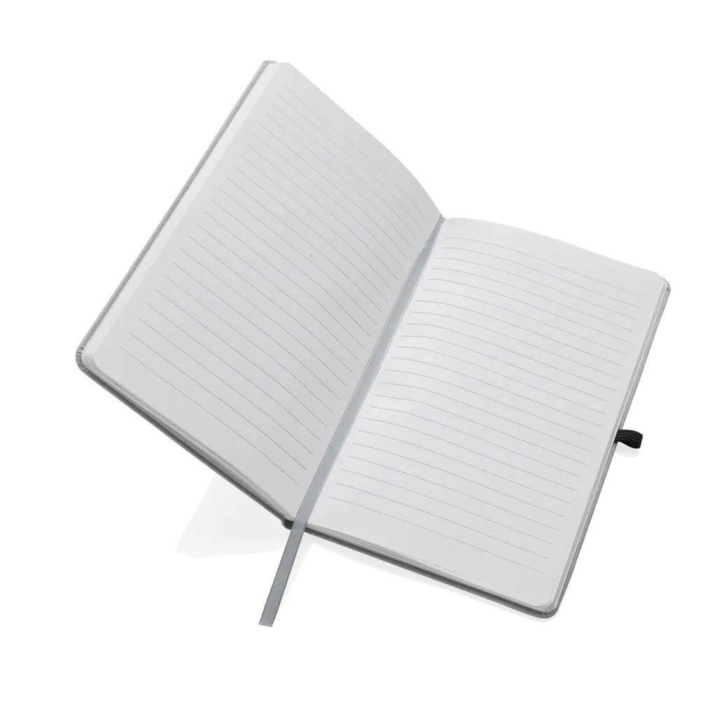 A5 Hardcover Notizbuch aus GRS recyceltem PU, Hellgrau – Bild 3