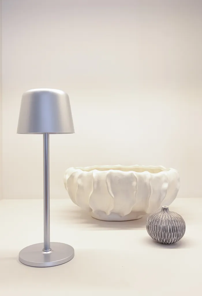 Zenic USB Tischleuchte aus RCS recyceltem Kunststoff, silber – Bild 8