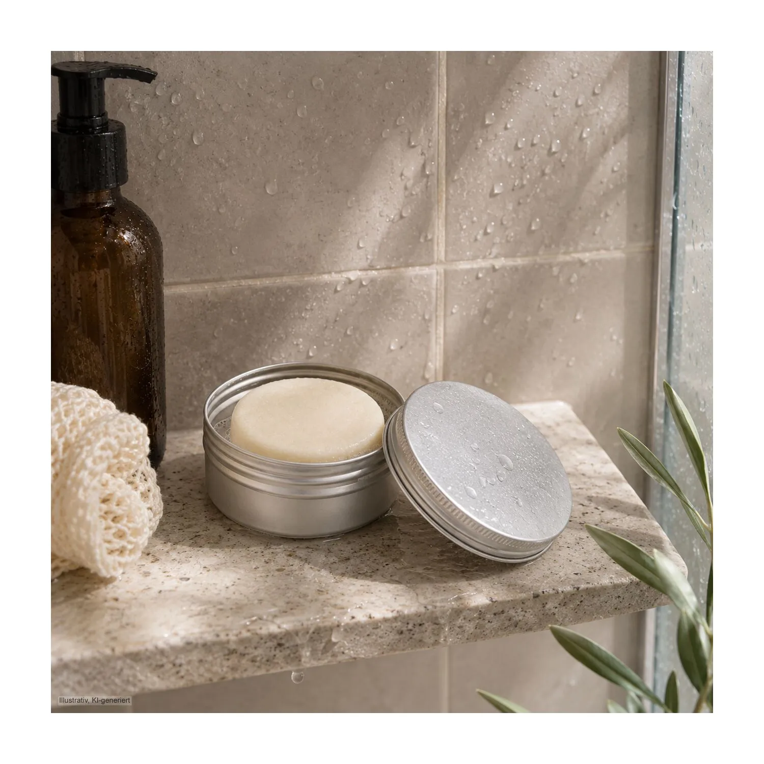 Festes Shampoo Zitrone-Minze, Shampoo Bar 58 g in Metallbox, weiß – Bild 9