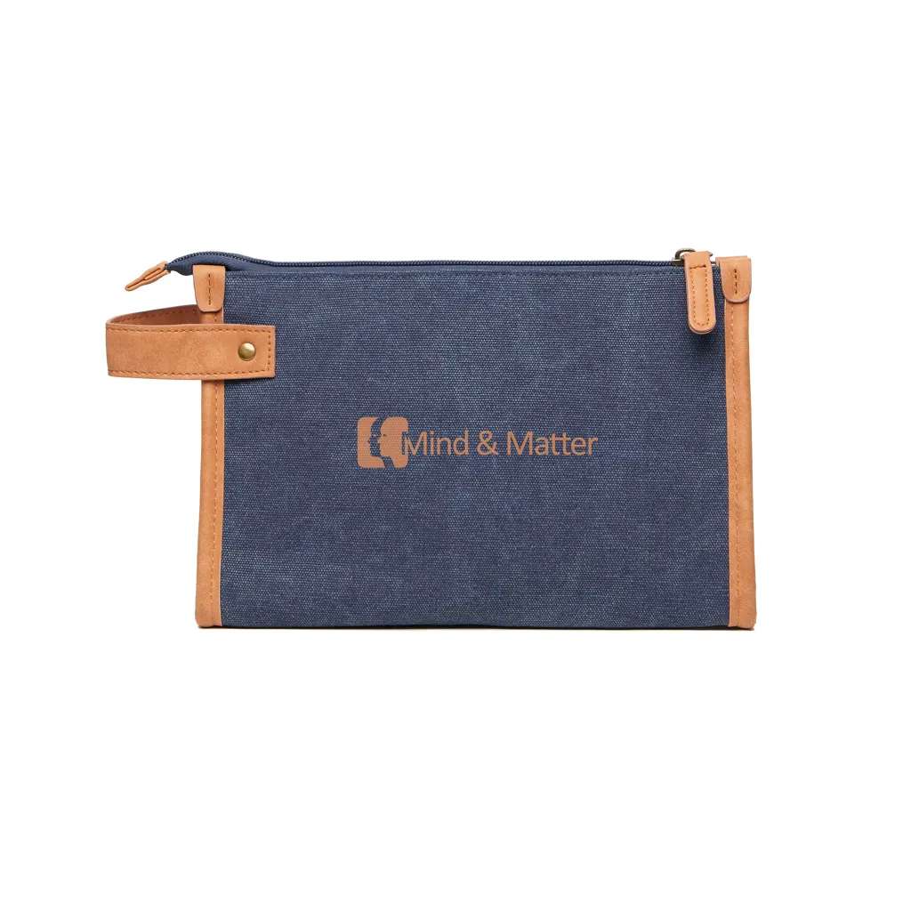VINGA Bosler Kulturbeutel aus GRS recyceltem Canvas, navy blau – Bild 3