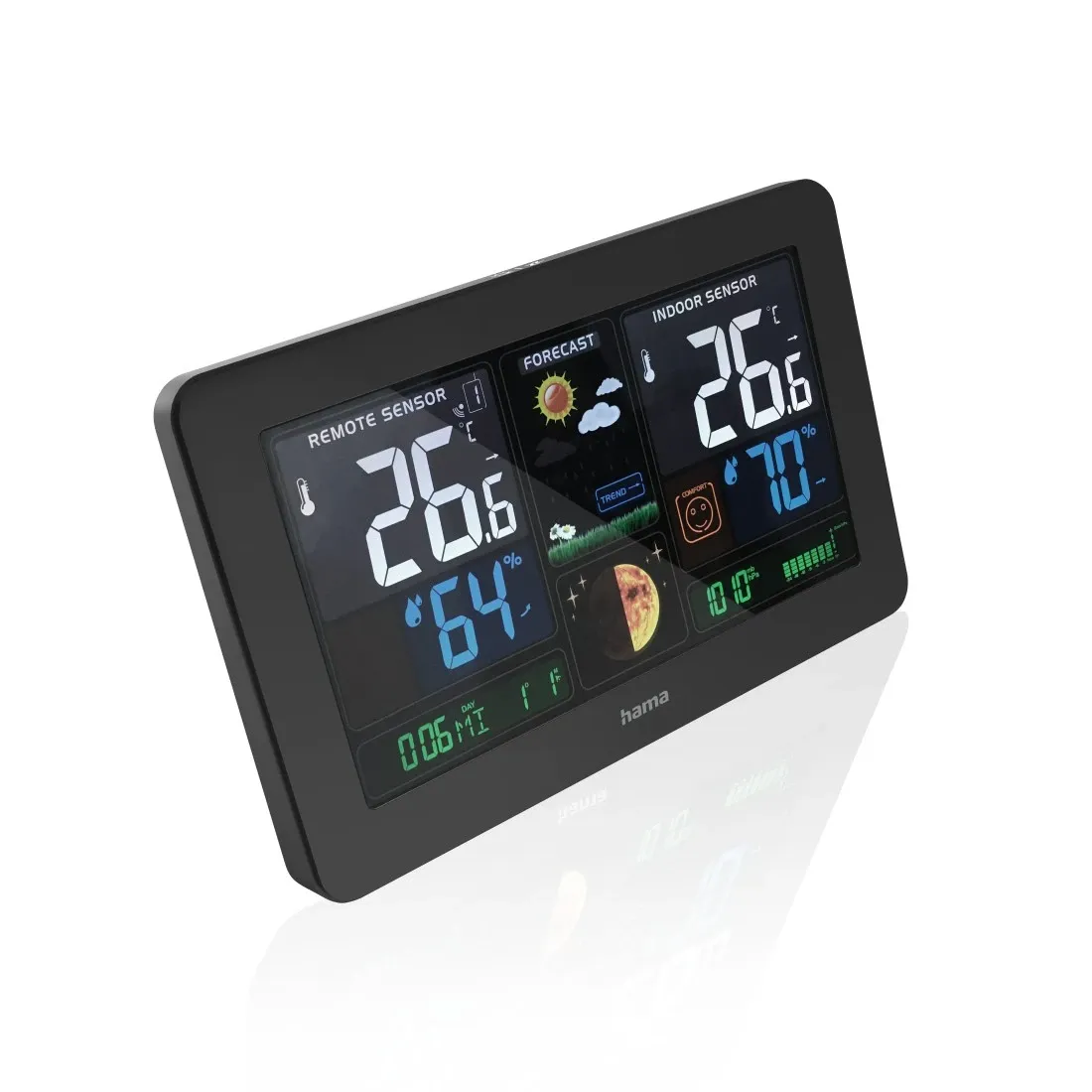 Hama "Premium" Wetterstation mit LED-Farbdisplay, Schwarz – Bild 2