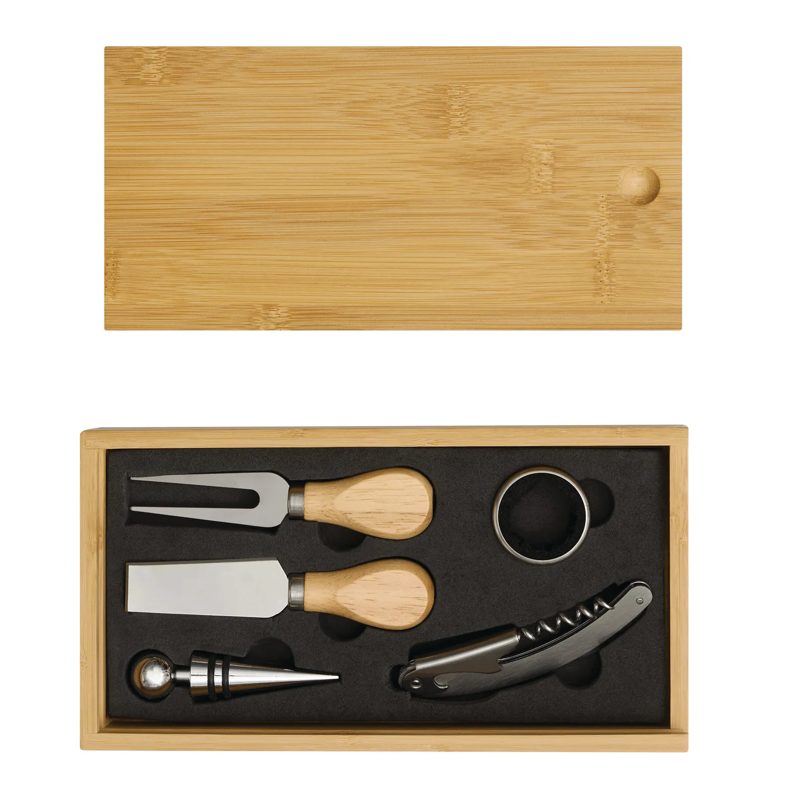 BAMBOO WINE - Wein- und Käseset braun, silber, braun, silber – Bild 2