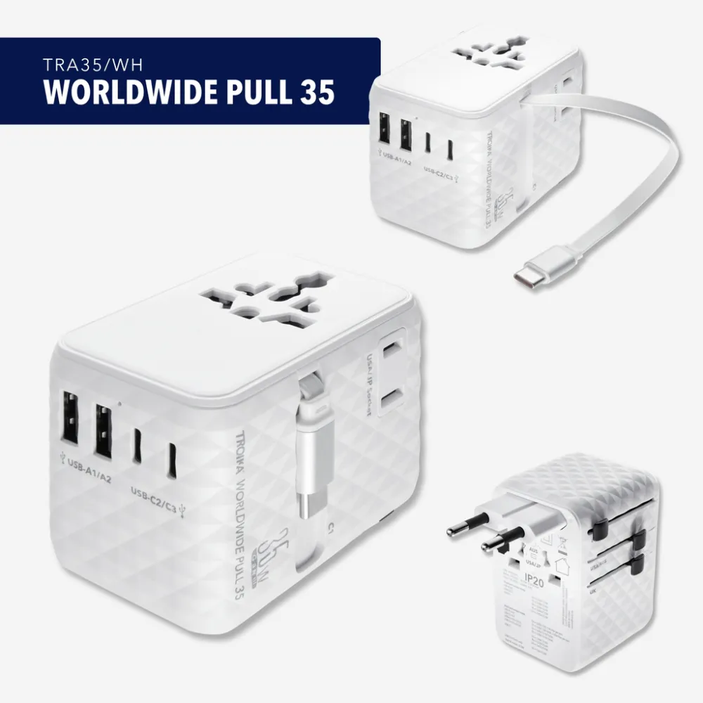 Reiseadapter WORLDWIDE PULL 35, weiß – Bild 7