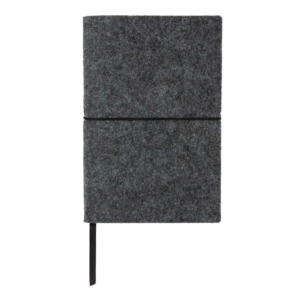 A5-Softcover-Notizbuch aus GRS zertifiert recyceltem Filz, schwarz – Bild 4