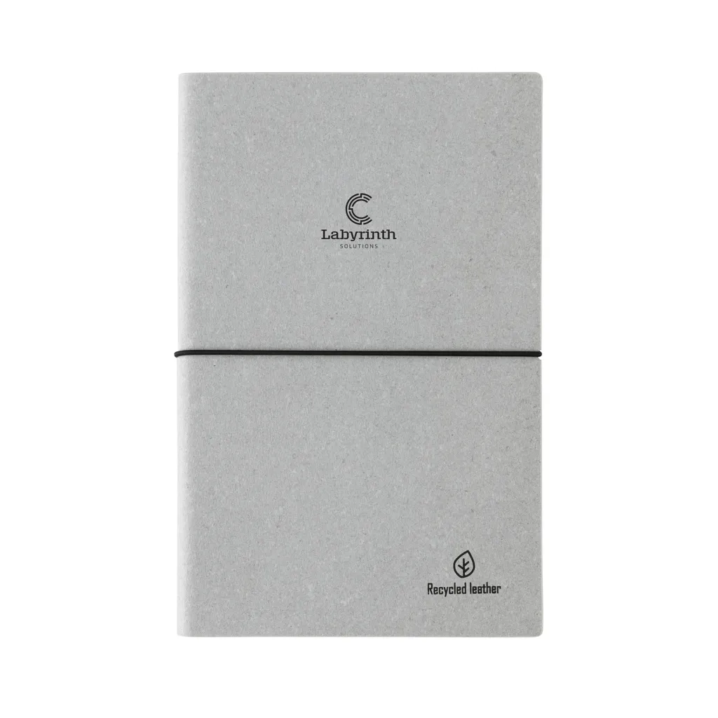 A5 Notizbuch aus GRS recyceltem Leder, Hellgrau – Bild 6