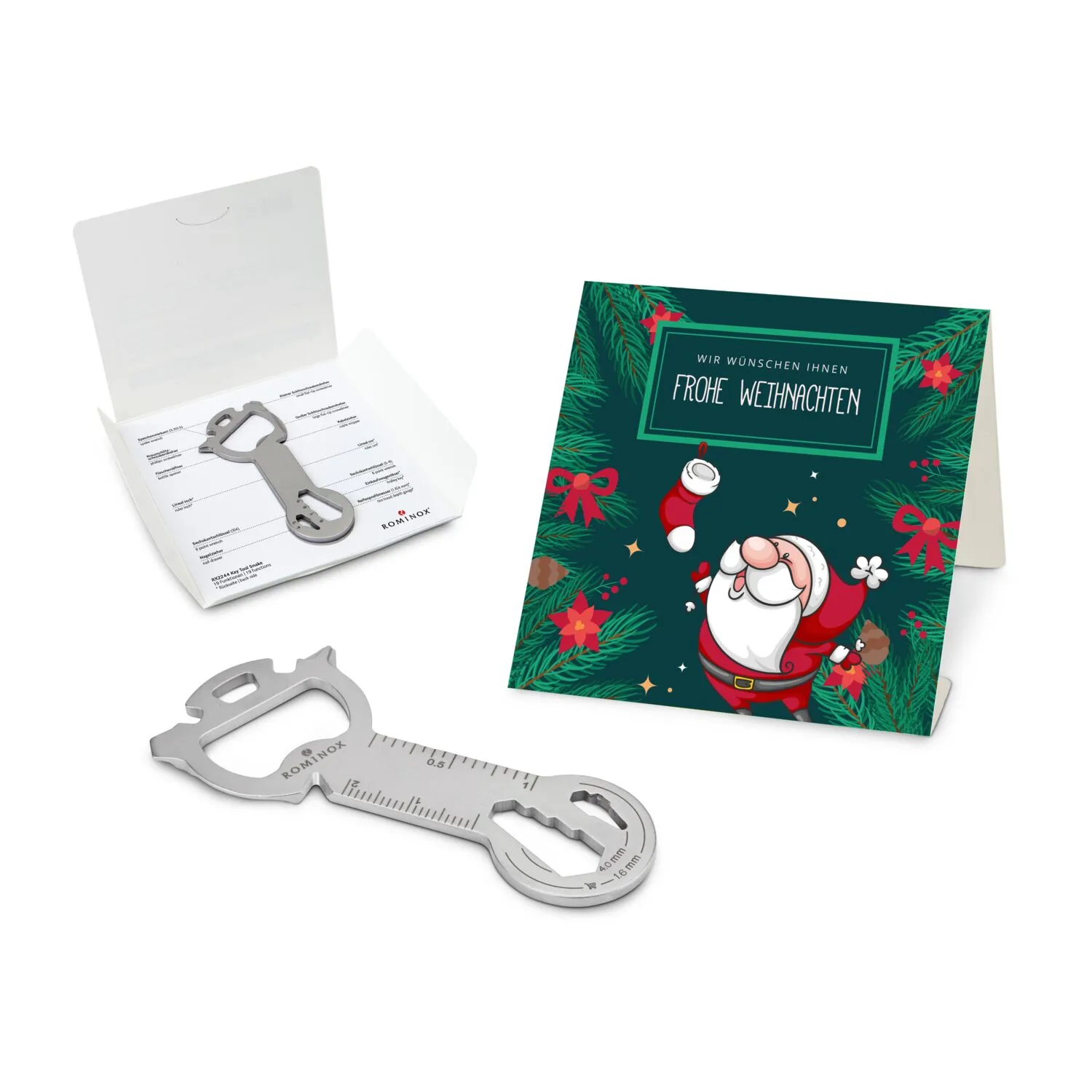Geschenkartikel: ROMINOX® Key Tool / Multifunktionswerkzeug im Motiv-Mäppchen Frohe Weihnachten