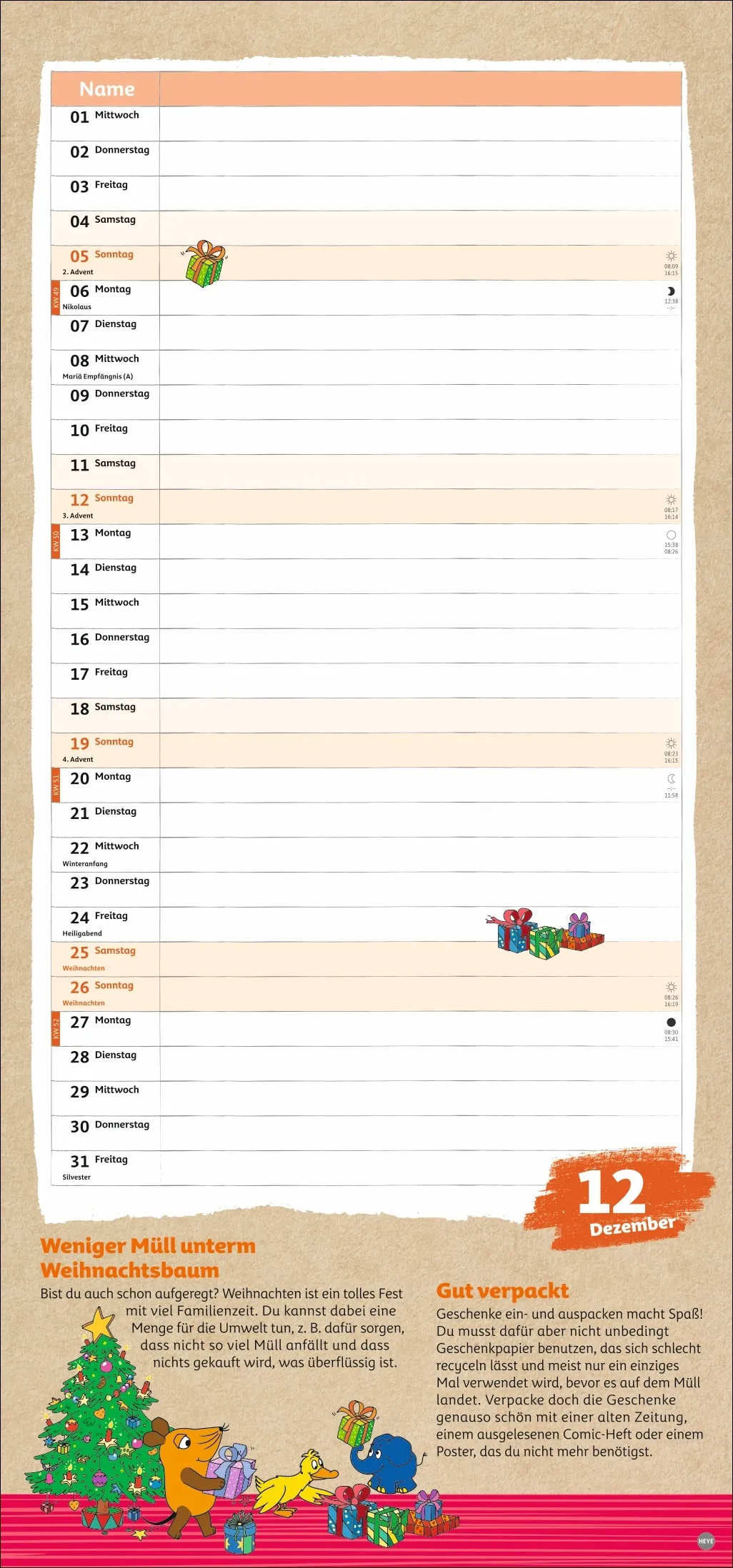 Nachhaltig Planen mit der Maus Wandkalender 2027 – Bild 13