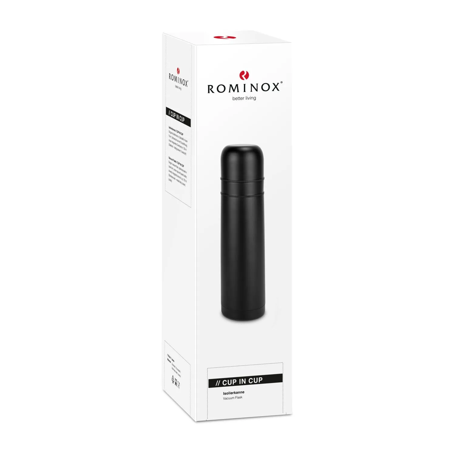 ROMINOX® Isolierkanne // Cup in Cup - mit 2 Deckeln - Schwarz matt, schwarz – Bild 4