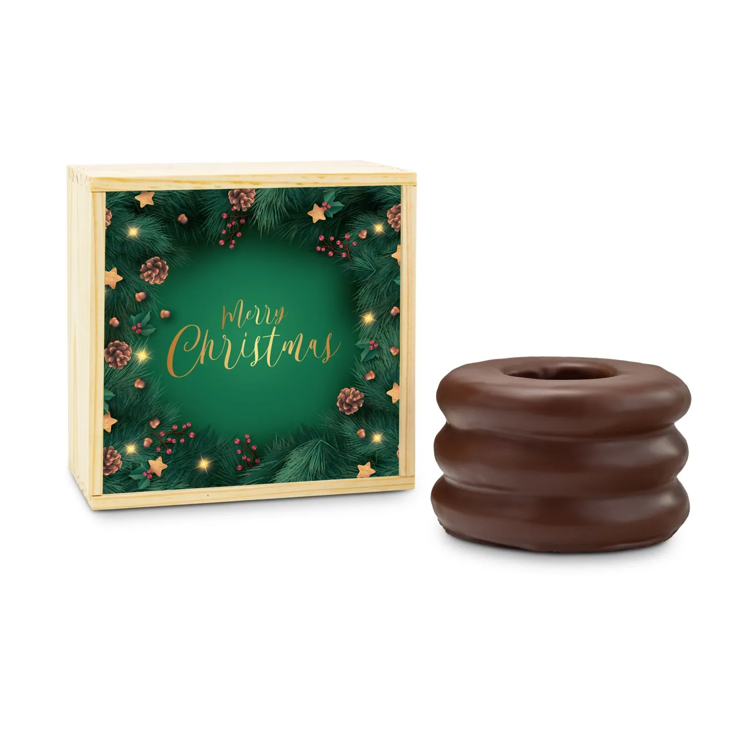 Geschenkset / Präsenteset: Baumkuchen in Holzbox, grün – Bild 2