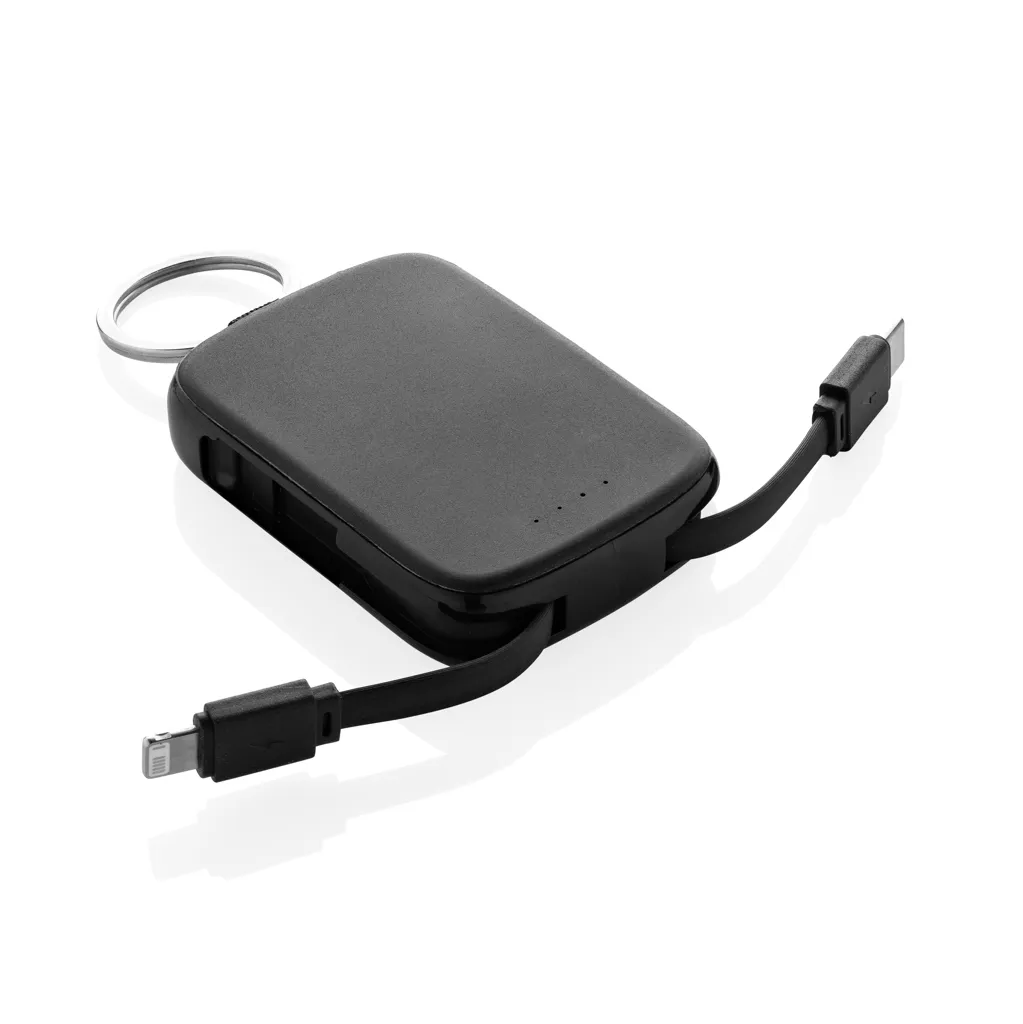 Nexo RCS Key-Chain-Powerbank 2.000mAh mit integr. Kabeln, schwarz – Bild 2
