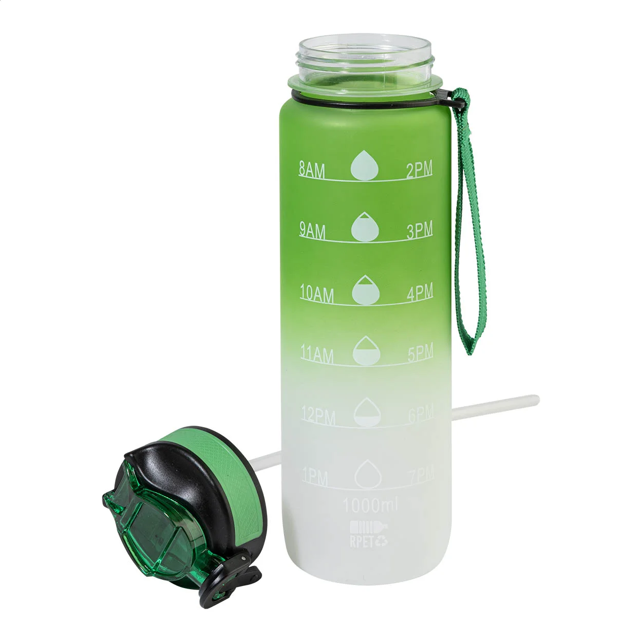 RPET Flasche mit Motivationsanzeige Sipgrade, grün – Bild 2