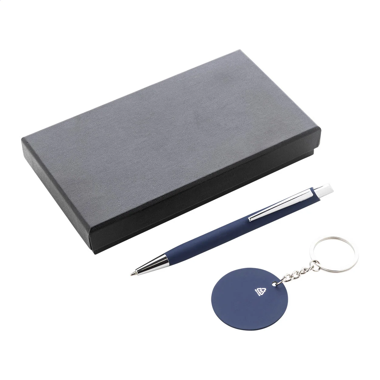 Geschenkset Kugelschreiber und Schlüsselanhänger Miroset, dunkelblau – Bild 3