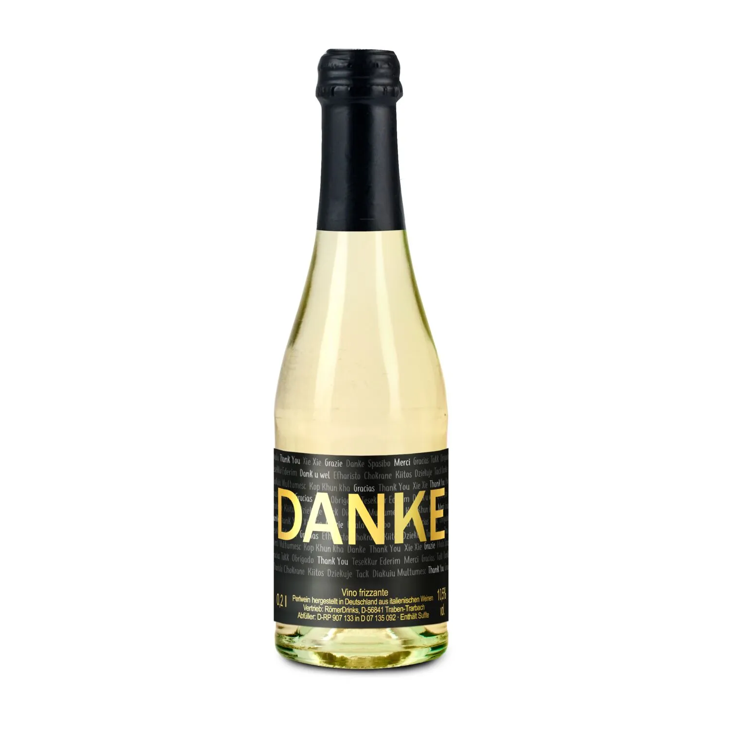 6x Danke Secco Flaschen, 0,2 l, gold – Bild 2