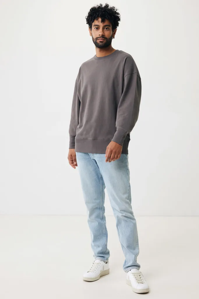 IQONIQ Kruger Relax-Rundhals-Sweater aus recycelt. Baumwolle, anthrazit – Bild 4