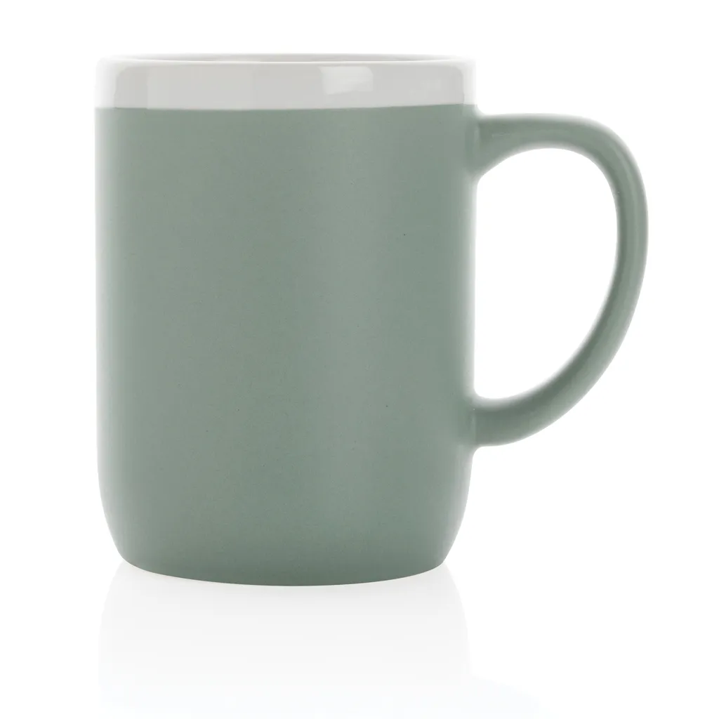Keramiktasse mit weißem Rand, 300ml, grün – Bild 2