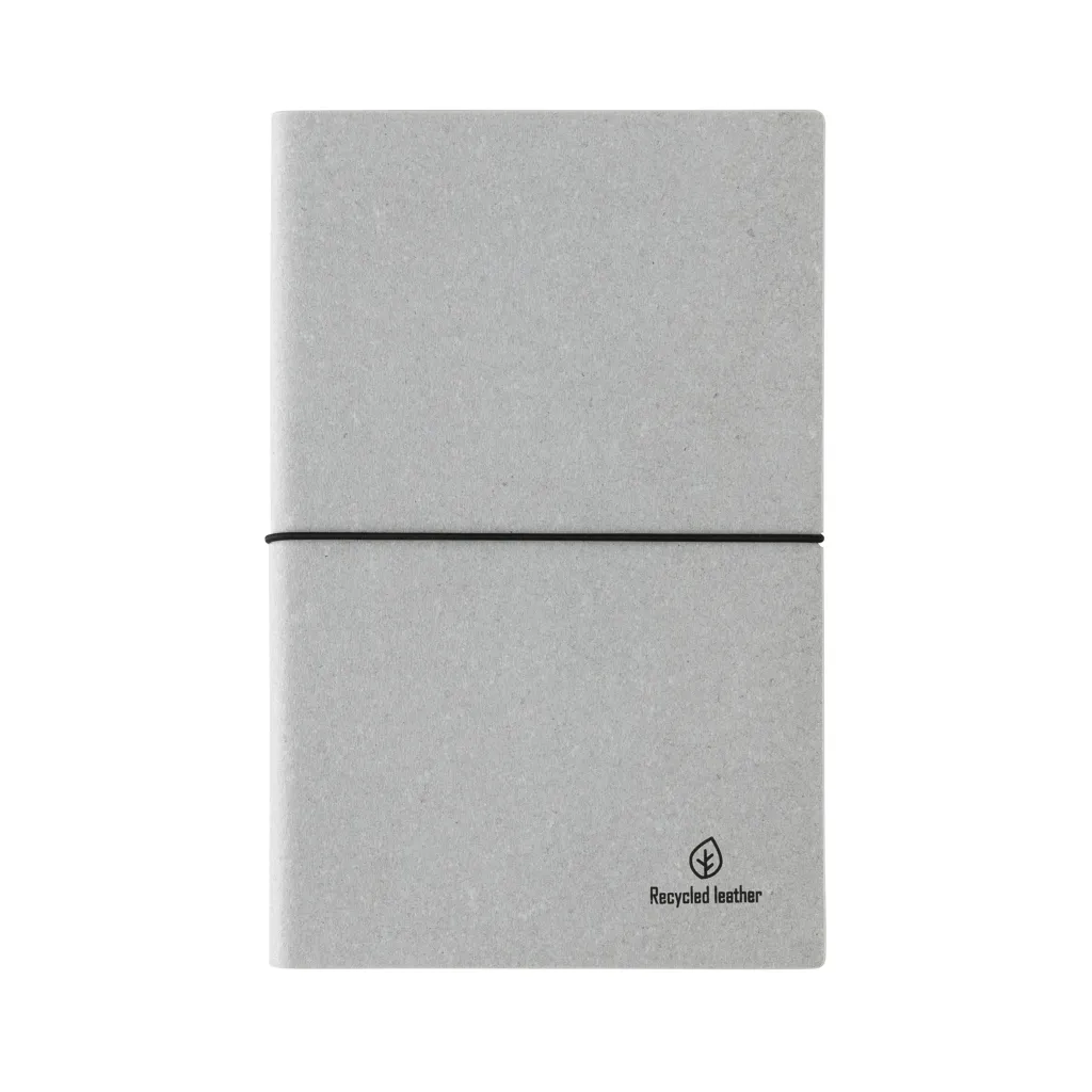 A5 Notizbuch aus GRS recyceltem Leder, Hellgrau – Bild 4