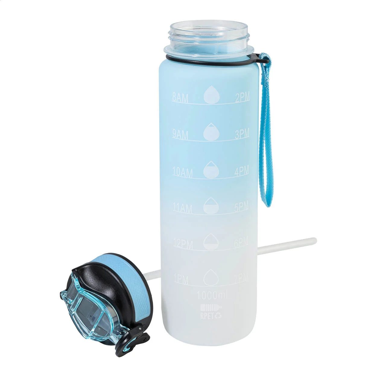 RPET Flasche mit Motivationsanzeige Sipgrade, hellblau – Bild 3