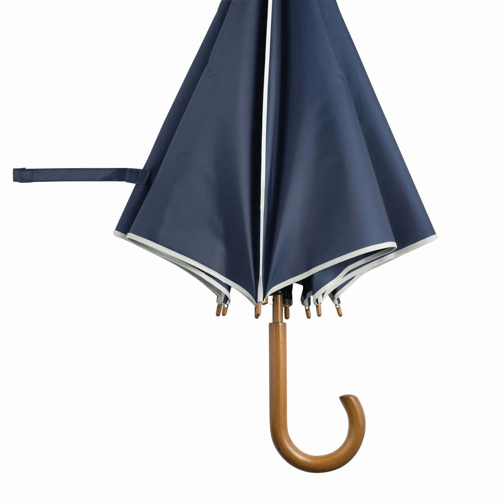 WALTZ Umbrella, Automatik-Holzstockschirm, beige, marineblau – Bild 4