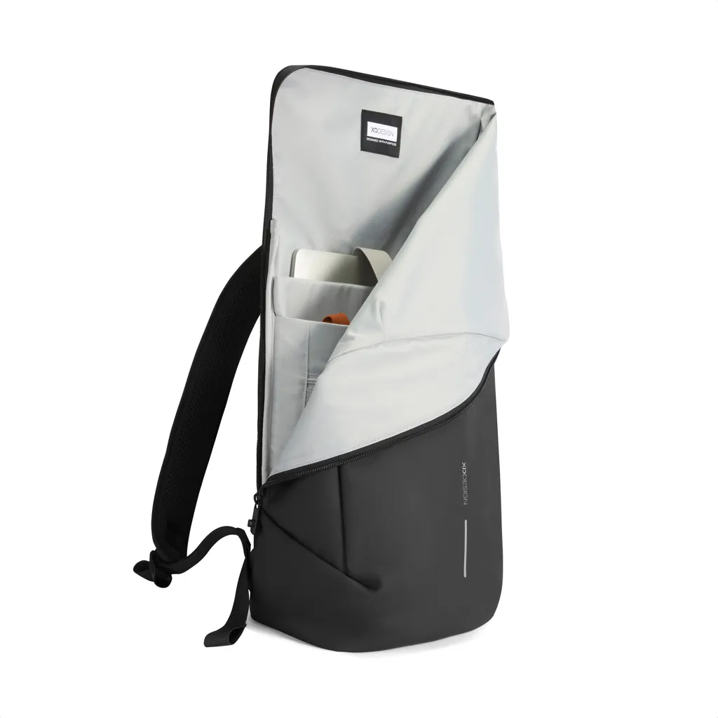 Urban wasserabweisender Flap-Top Rucksack, schwarz – Bild 2