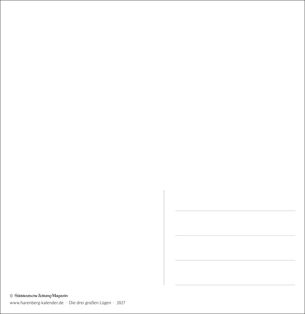 Die drei großen Lügen Premium-Postkartenkalender 2027 – Bild 3