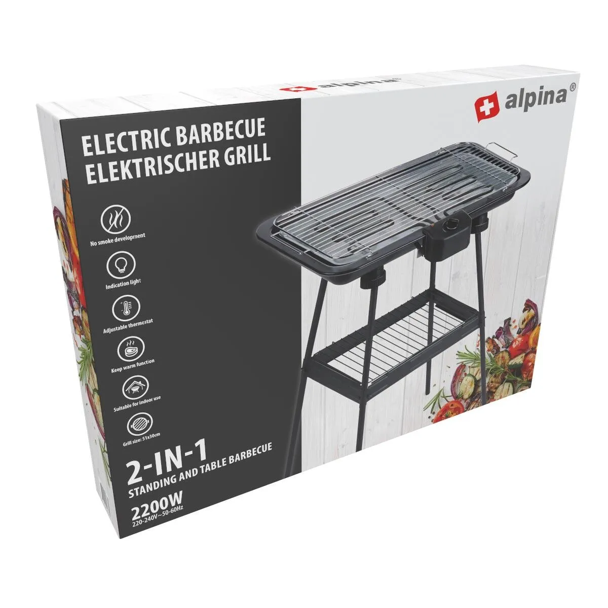 ALPINA Elektrogrill 2200W 51x30cm