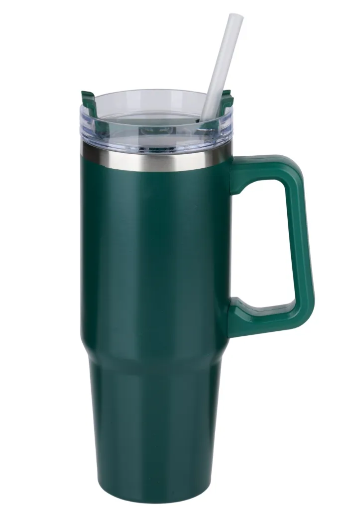 ALPINA Vakuum-Isolierbecher mit Trinkhalm 900ml, Black/White/Beige/Green – Bild 6