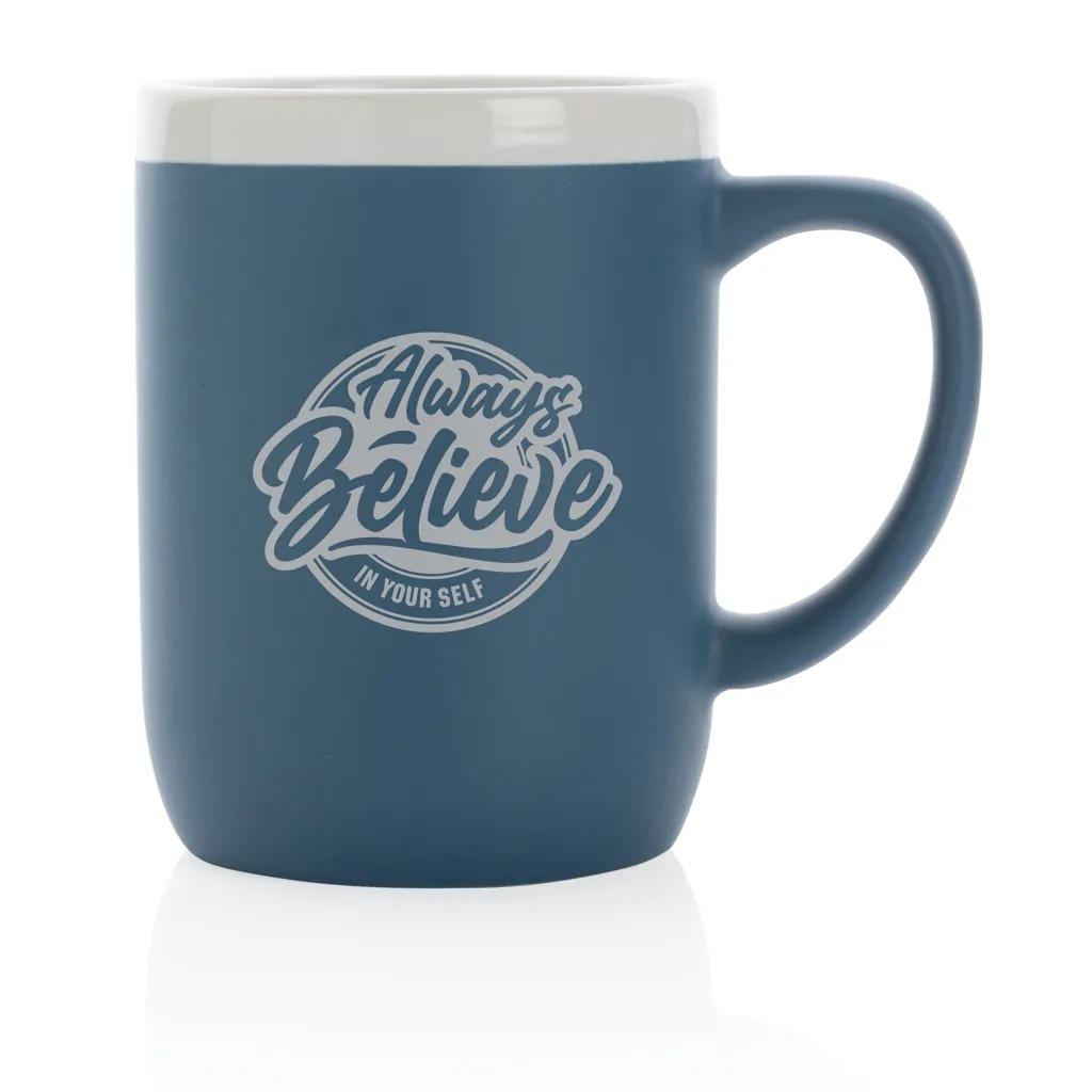 Keramiktasse mit weißem Rand, 300ml, blau – Bild 3