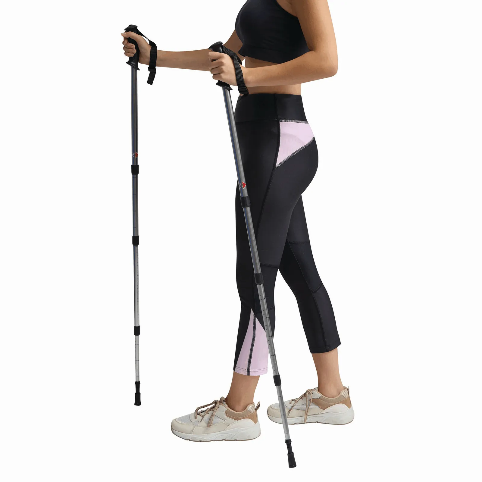 FIT AND FUN - Ausziehbare Trekking-Stöcke schwarz, silber, schwarz, silber – Bild 5