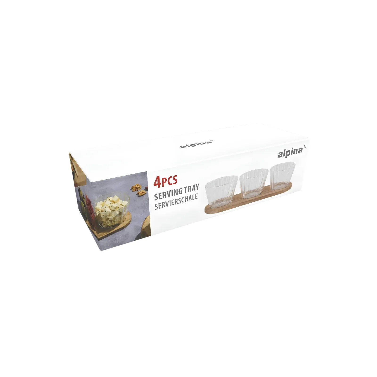 ALPINA Snack-Serviertablett 31x10.5x6cm, Braun – Bild 3