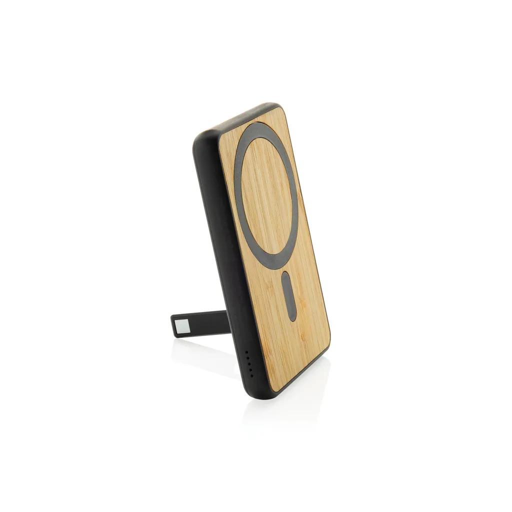 Zen 5000mAh 5W magnetische Bambus-Powerbank aus RCS rPlastik, schwarz – Bild 2
