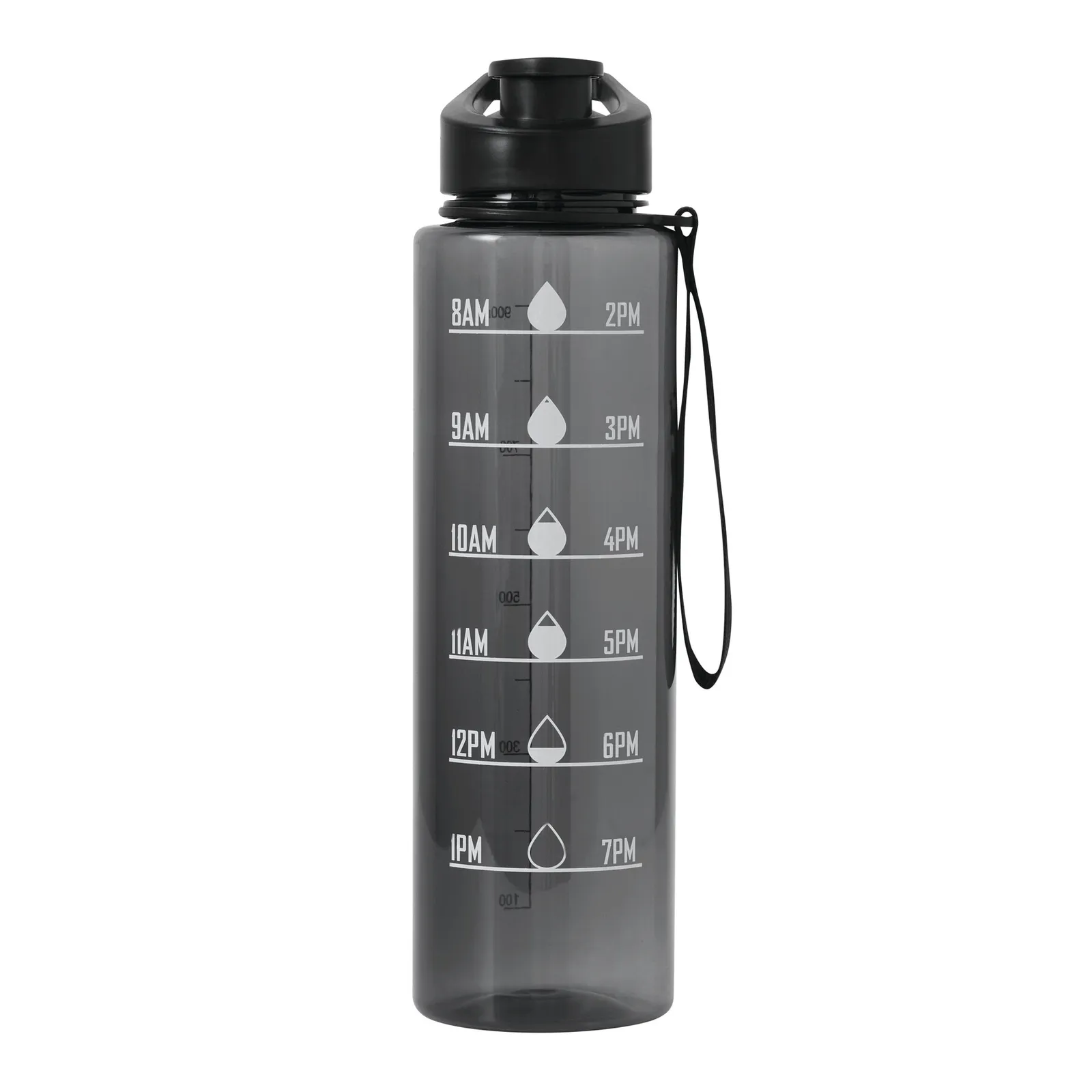 AQUA LEVEL - Sport-Trinkflasche, schwarz – Bild 2