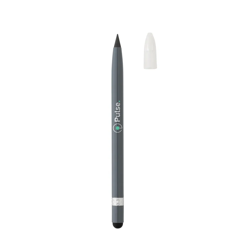 Tintenloser Stift aus Aluminium mit Radiergummi, grau – Bild 3