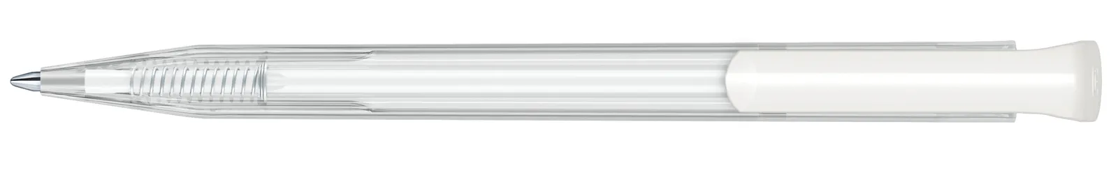 Super Hit Clear Druckkugelschreiber, Weiß - Clear – Bild 3
